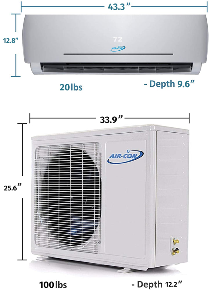 Aircon Blue Series 18k BTU Ductless Mini Split Air Conditioner and Heat Pump